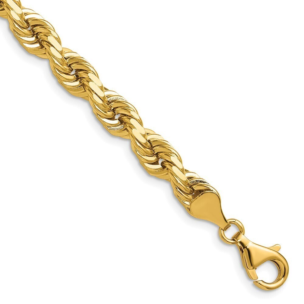 Kazi Luxury 14k 6.5mm D/C Rope Fancy Lobster Clasp Chain